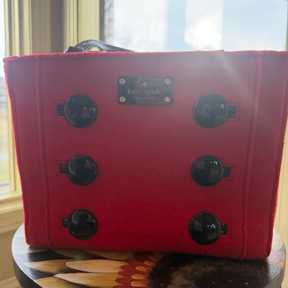 Kate Spade Scarlet and Ebony Buttoned Handbag
